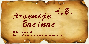 Arsenije Baćinac vizit kartica